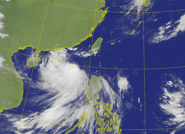 「馬鞍」通過呂宋島北部陸地進入南海，走得比預期的還要偏南一些，不會對台灣構成威脅。（圖擷自中央氣象局）