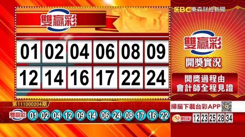雙贏彩開獎獎號。（圖擷取自《東森財經新聞》57彩券王）。