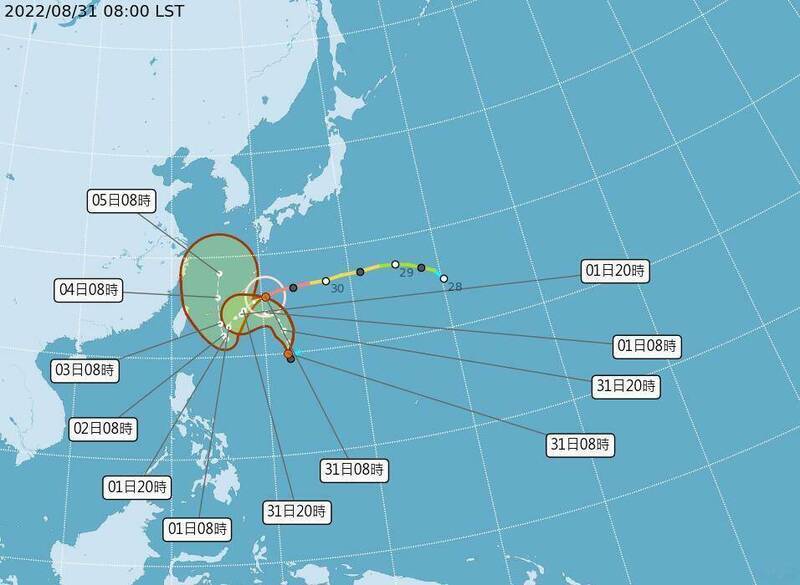 颱風外圍環流影響，台東往返綠島、蘭嶼船班異動。圖為強颱軒嵐諾。（圖擷取自中央氣象局）