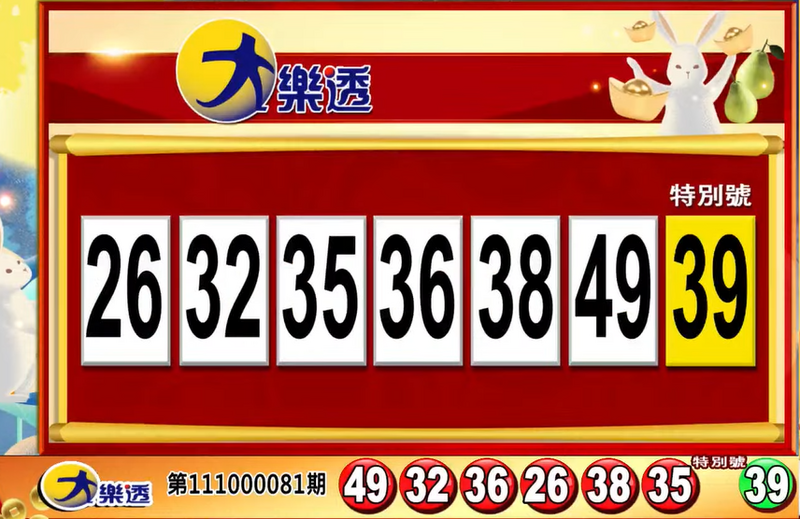 大樂透、49樂合彩開獎號碼。（圖擷取自東森財經新聞57彩券王）