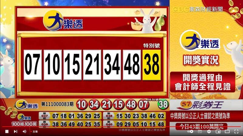 大樂透、49樂合彩開獎號碼。（圖擷取自東森財經新聞57彩券王）