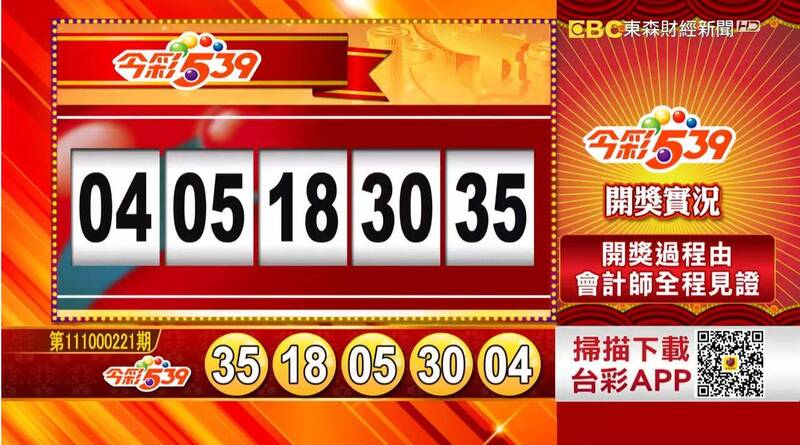 今彩539、39樂合彩開獎號碼。（取自「東森財經新聞57彩券王」）