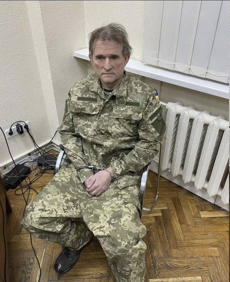 乌克兰最着名的亲俄寡头政治家梅维德丘克，4月初落网时的狼狈模样。（图撷取自泽伦斯基Telegram）(photo:LTN)