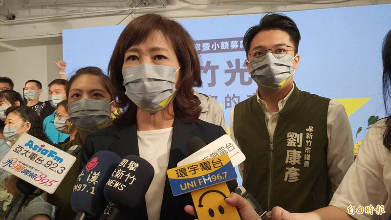 面對民眾黨高虹安拒答媒體提問，民進黨新竹市長參選人沈慧虹質疑，逃避問題的人如何保護市民？（記者洪美秀攝）