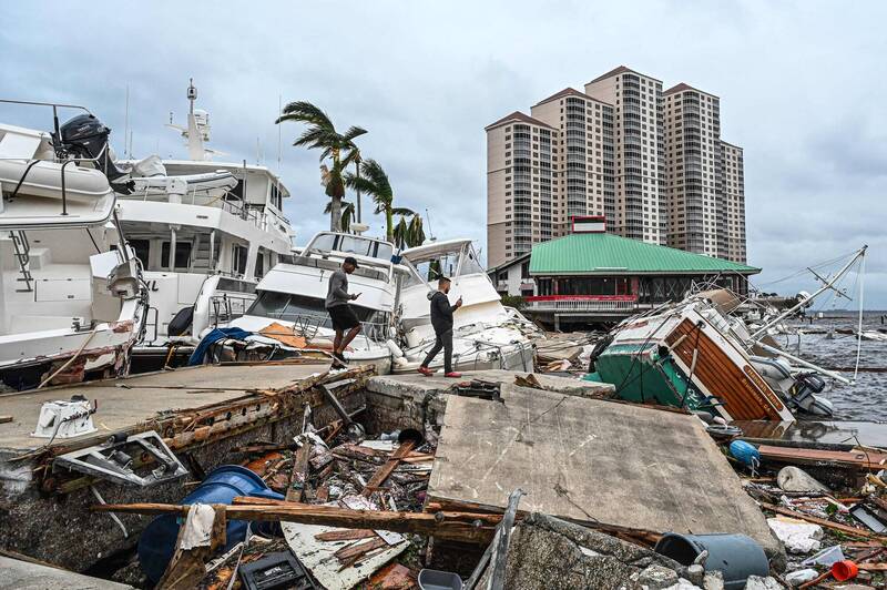 飓风伊恩（Ian）狂袭美国佛罗里达半岛，码头一片狼借。（法新社）(photo:LTN)