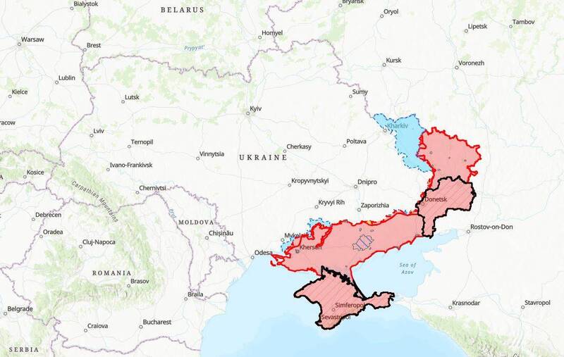 俄罗斯入侵乌克兰7个多月后，俄国目前所佔领的土地面积竟然比战争初期还要少。（图撷自ISW网站）(photo:LTN)