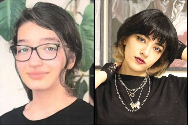 伊朗的反头巾抗议活动仍在持续，如今又传出2名少女萨莉娜（左）以及妮卡（右）遭到警方殴打致死。（图翻摄自推特）(photo:LTN)