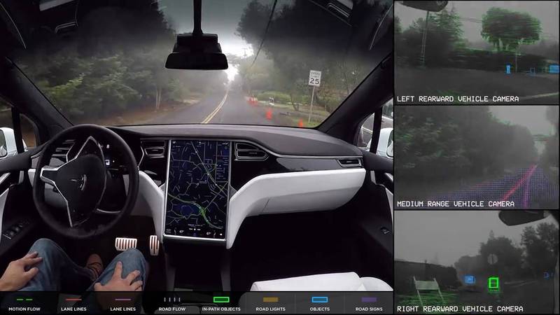 美国一项新研究发现，不少人使用特斯拉的Autopilot、通用汽车的Super Cruise等先进半自动驾驶辅助系统时，常常会将车辆视为是完全自动驾驶一样，轻忽风险警告。图为Tesla的Autopilot自动驾驶辅助系统示意画面。（图撷取自Tesla官网）(photo:LTN)