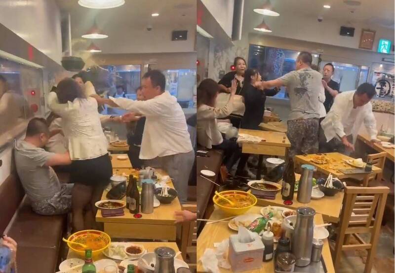中国顾客在池袋一家餐馆上演全武行。（图取自推特）(photo:LTN)