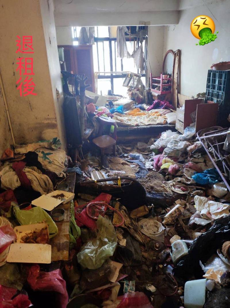 驚！ 誇張房客滿地垃圾 網曝廁所門口還有2桶「生化武器」