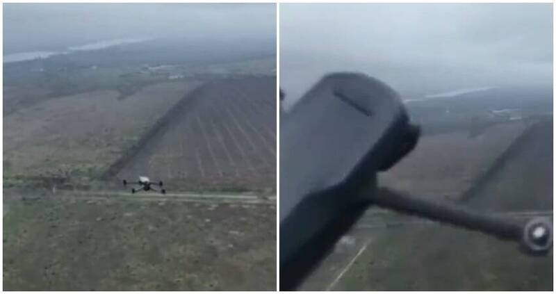 一段乌俄无人机对撞「空战」的罕见画面在网路上疯传。（图翻摄自推特）(photo:LTN)