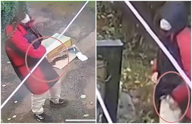 澳网红「悉尼奶爸」发现，这名身穿红色大衣的中国外交人员似乎往口袋里藏了什么东西，怀疑可能是攻击性武器。（图翻摄自Manchester Story推特）(photo:LTN)