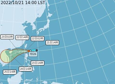 週末熱低壓外圍環流來襲，氣象局表示，週日東北部留意豪雨。（圖：取自氣象局網站）