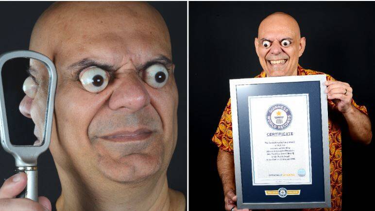 巴西男子因眼球可以推出眼窝约1.8公分，打破金氏世界纪录「眼睛推出最远纪录」。（图撷自Guinness World Records官网）(photo:LTN)