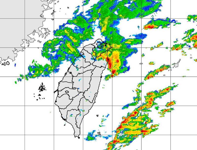 受華南雲雨區影響，今宜蘭縣有局部大雨或豪雨發生的機率（圖擷自中央氣象局）