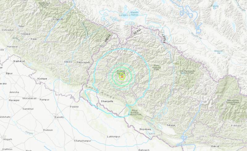 美國地質調查所（US Geological Survey，USGS）指出，尼泊爾在當地時間9日上午發生了規模6.6的地震。（擷取自USGS）