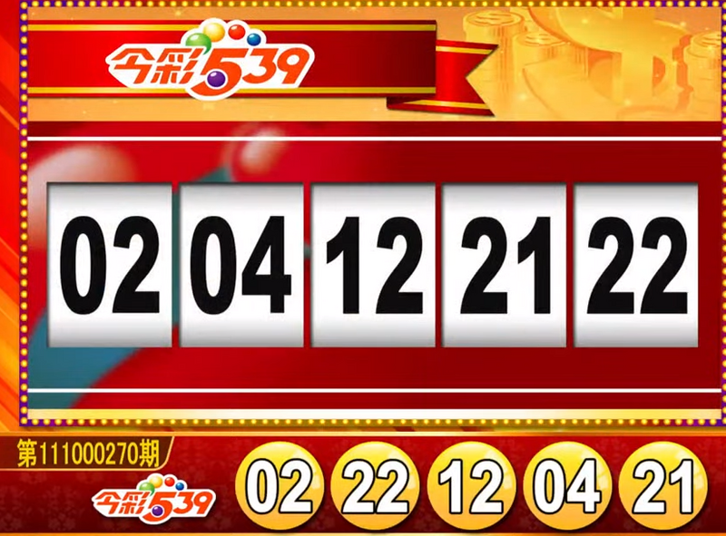 今彩539、39樂合彩開獎號碼。（圖擷取自東森財經新聞57彩券王）
