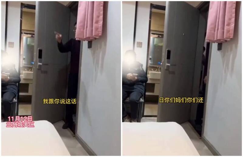 近日中国网传一段地方街道办官员入辱骂防疫志愿者的影片，事后相关单位称该名男子并非街道办官员，而是临时聘用的人员。（图翻摄自微博）(photo:LTN)