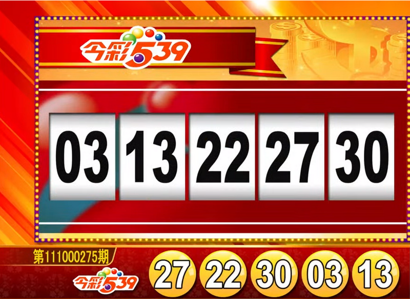 今彩539、39樂合彩開獎號碼。（取自「東森財經新聞57彩券王」）