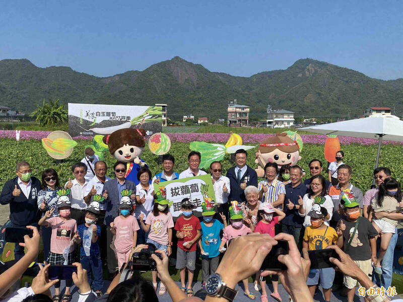 瀰濃山下近千人享受拔蘿蔔樂趣。（記者黃旭磊攝）