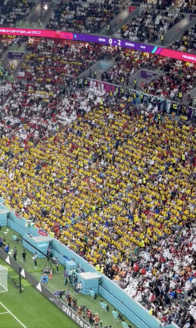 厄瓜多球迷因太想喝酒，在赛场上大吼「我们要啤酒」。（图取自「@javierlanza」推特）(photo:LTN)
