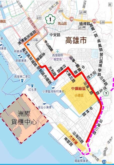 小港沿海路貨櫃車專用道明動土，立委賴瑞隆預告，明年底前可完工通車。（記者王榮祥翻攝）