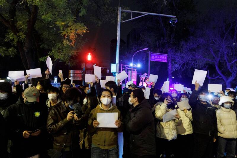 「白纸革命」在中国北京持续爆发。（路透）(photo:LTN)