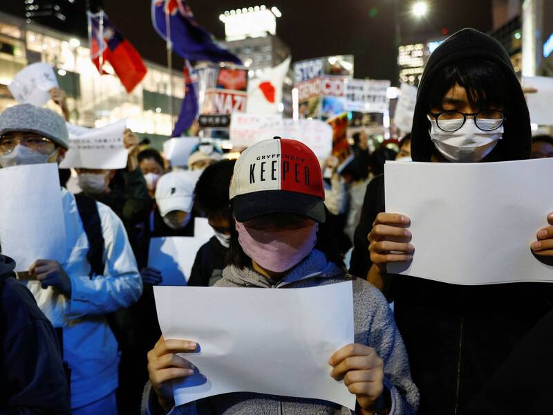 中国白纸革命遍地开花，甚至延烧到海外。（路透）(photo:LTN)