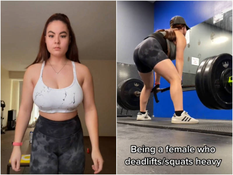 健身网美阿亚卡在健身房挑战硬举100公斤过程中失禁，掀起网路一片讨论。（图撷取自抖音）(photo:LTN)