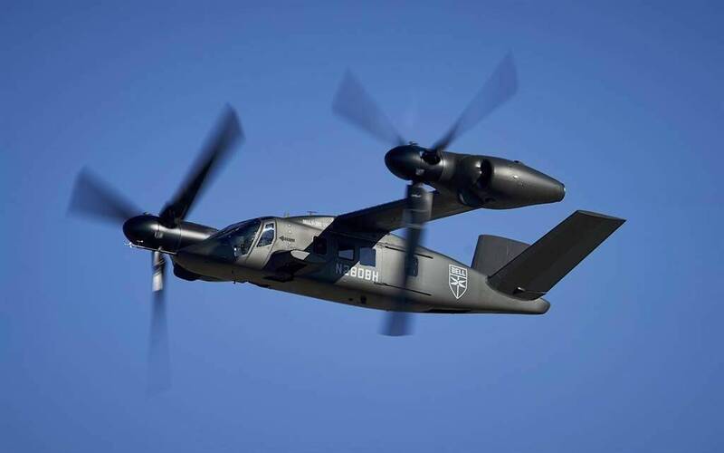 V-280「勇猛式」（Valor），其設計概念與現役MV-22的傾斜旋翼機相近。（貝爾公司官網）