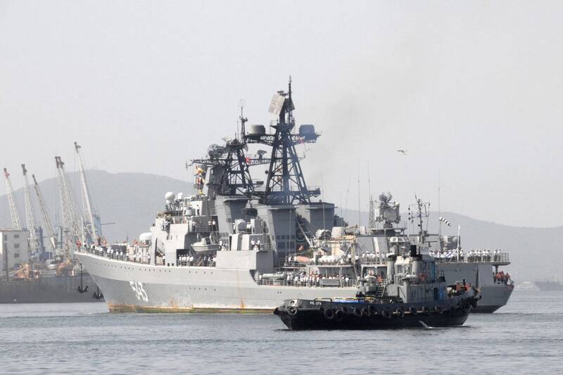 俄罗斯参加本次演习的萨波什尼科夫元帅号护卫舰。（路透）(photo:LTN)