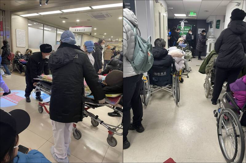 有外籍记者分享北京当地实况，指医院人满为患，平均每天约有500至700名急诊病患，急诊室甚至满到没有任何床位。有民众更指，一天晚上就目击急诊室内有数十人死去，状况十分悽惨。（图撷自推特）(photo:LTN)