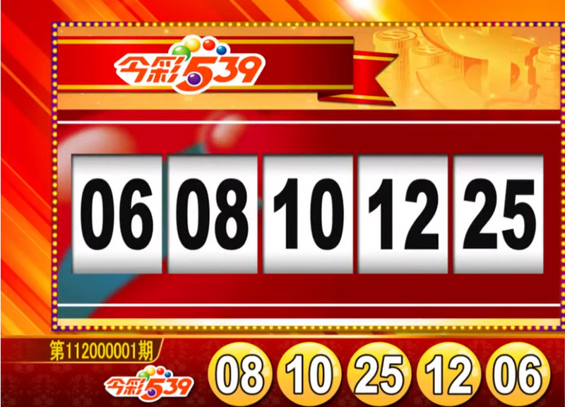 今彩539、39樂合彩開獎號碼。（翻攝自「東森財經新聞57彩券王」）