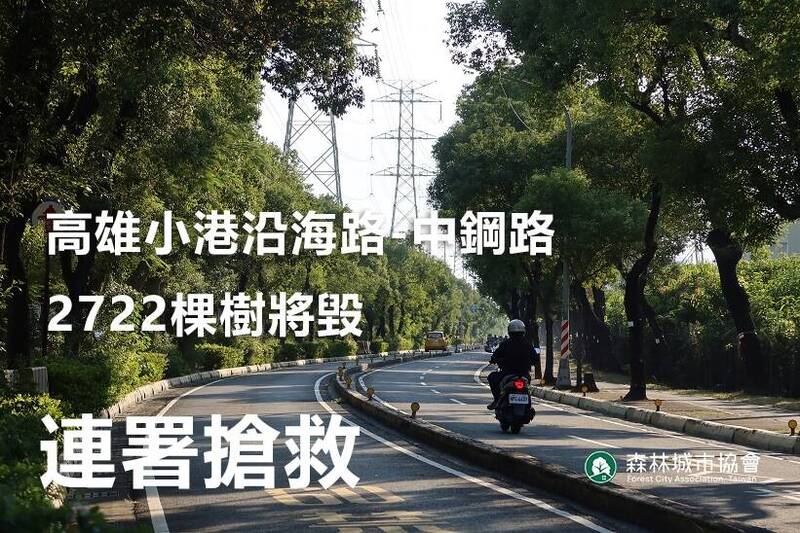 高雄小港沿海路、中鋼路拓寬，兩千餘棵樹可能被移植他處，引起護樹團體疑慮。（記者王榮祥翻攝）