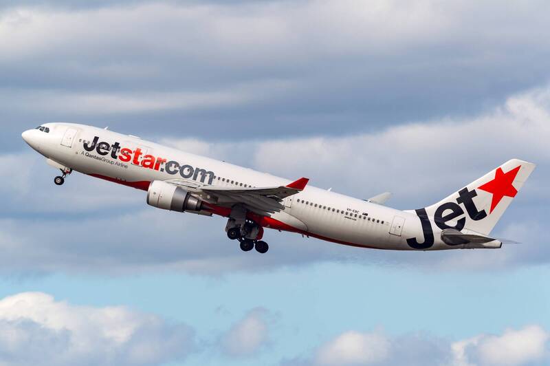 廉航「捷星航空」（Jetstar）上週六（7日）一架從日本東京成田機場飛往福岡的班機，接到炸彈威脅電話。示意圖。（捷星航空提供）