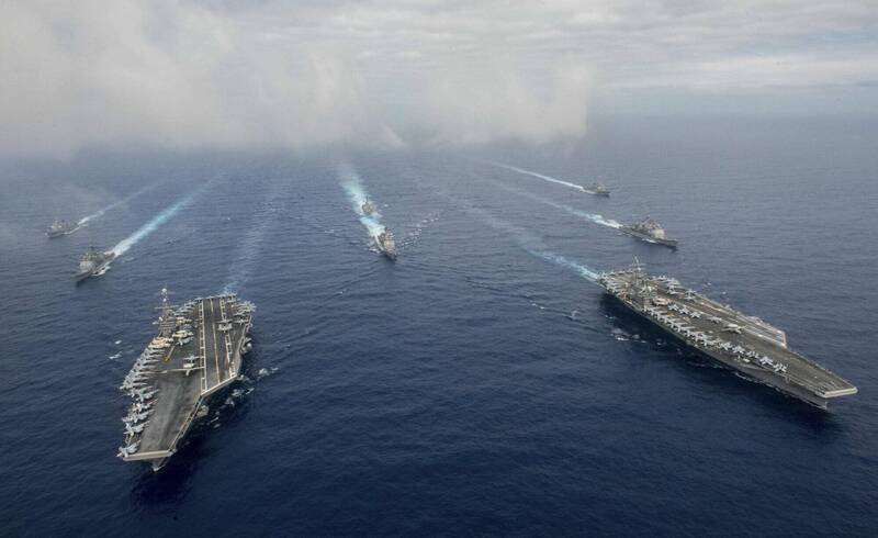 美國空軍機動司令部司令米尼漢，預測美、中之間在2025年爆發戰爭。美軍太平洋艦隊示意圖。（路透）