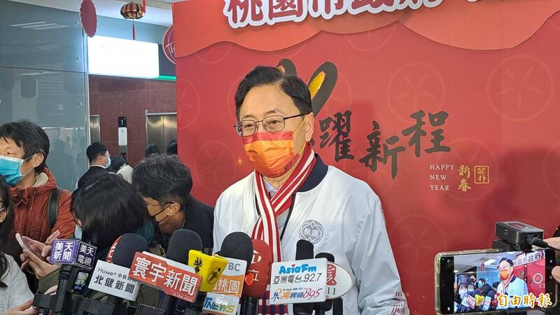 桃園市長張善政談及新閣揆給予祝福。（記者許倬勛攝）