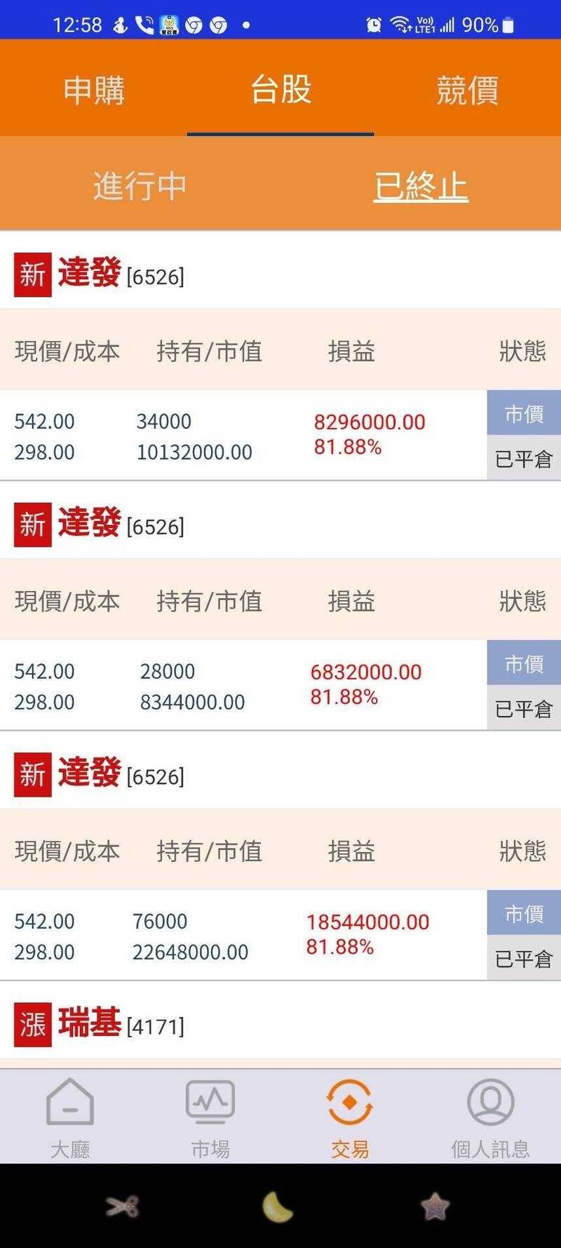 阿明被告知抽中達發股票138張,要3000多萬元平倉。(記者吳政峰翻攝) 阿明被告知抽中達發股票138張,要3000多萬元平倉。(記者吳政峰翻攝)