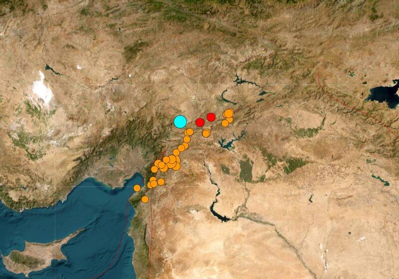 土耳其在遭遇規模7.8強震襲擊之後，剛剛又傳出一起規模7.5地震。（圖擷自USGS）