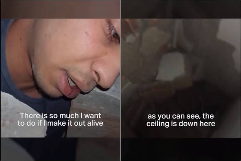 17岁土耳其少年艾尔甸受困在瓦砾堆动弹不得时，用手机录下「最后的告别」影片。（图撷取自@trtworld推特）(photo:LTN)