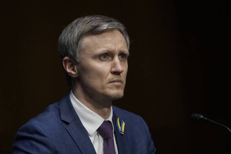 拉脫維亞議員科爾斯（Rihards Kols）在歐洲安全與合作組織會議上痛斥俄羅斯。（法新社）