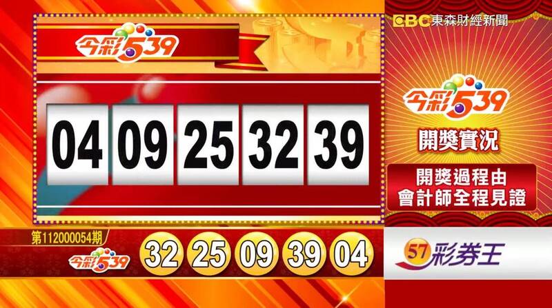 今彩539、39樂合彩開獎號碼。（圖擷取自東森財經新聞57彩券王）