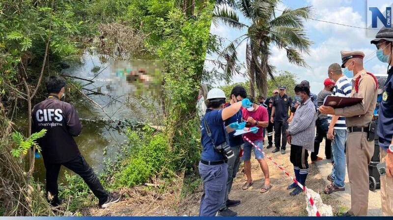 泰国警方在曼谷附近一处香蕉园水沟寻获遗体。（取自脸书／泰国网）(photo:LTN)