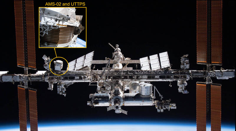 AMS實驗安裝於國際太空站上。（成大提供）