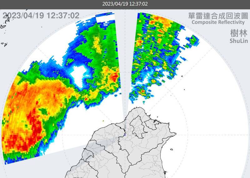 氣象局長鄭明典表示，降雨雷達平均2分鐘1張圖，解析度更高，可以更即時掌握對流動態。（圖擷自中央氣象局）