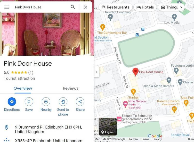 爱丁堡粉红门在Google地图上，被人标为旅游景点。（图撷取自Google Map）(photo:LTN)