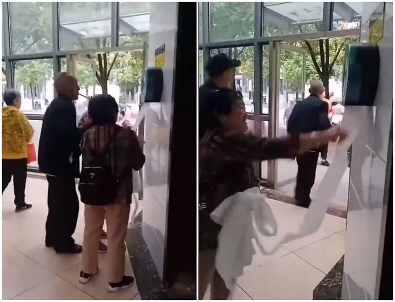 一段据称是重庆一处公厕前拍到的影片，可见一群大叔大妈疯抢刚换新的卫生纸。（图翻摄自推特）(photo:LTN)