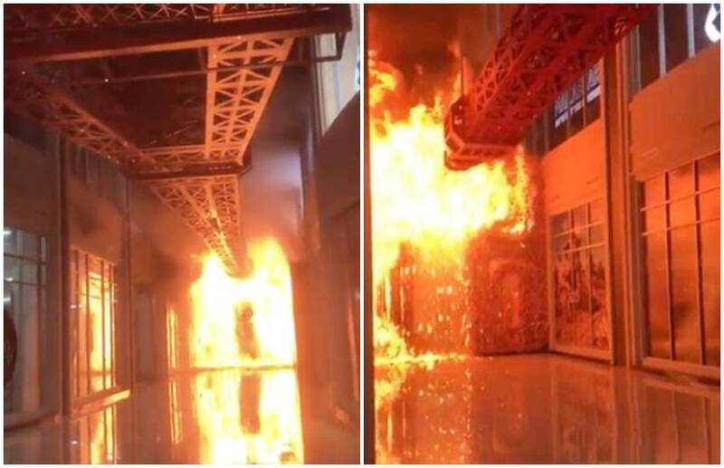 印尼南苏拉威西省一间购物中心24日发生大火。（图翻摄自推特）(photo:LTN)