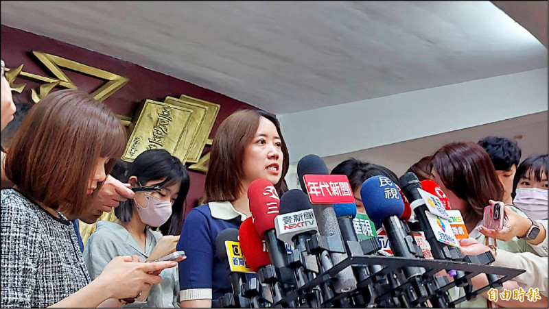 民進黨新北市議員戴瑋姍批評向新北市府索資困難。（記者黃子暘攝）