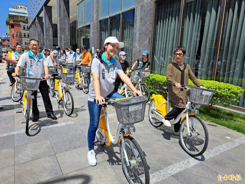 新竹市YouBike將突破100站，市長高虹安今天宣佈6月底將全面升級到YouBike 2.0，提供市民更多元交通運輸選擇。（記者洪美秀攝）